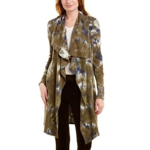 XCVI Sweaters - XCVI M Wearables Womens Abernathy Draped Long Cardigan Camo Green